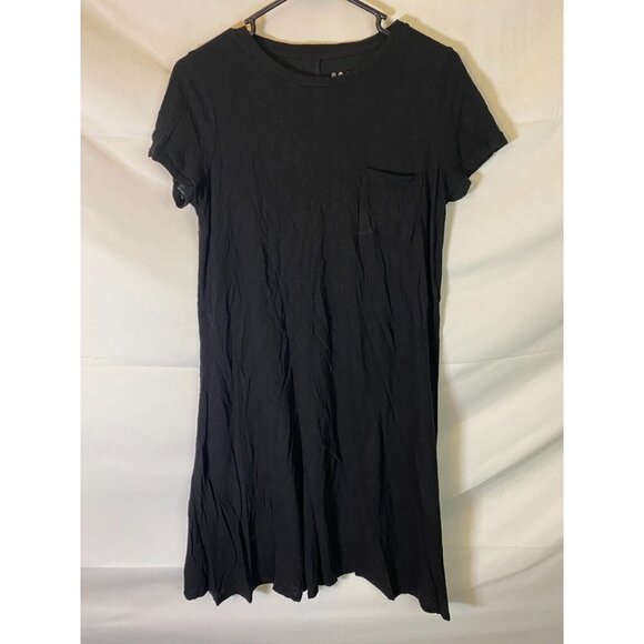 WOMENS JUNIORS SIZE MEDIUM BLACK TSHIRT DRESS KNEE LENGTH 7/9 - Picture 1 of 2